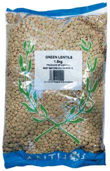 GREEN LENTILS 500gr, 1x14x500gr, 1kg, 1x10x1kg